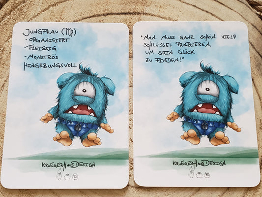 Postkarte Monster Kruegerhausdesign Jungfrau Thema 2 Stück