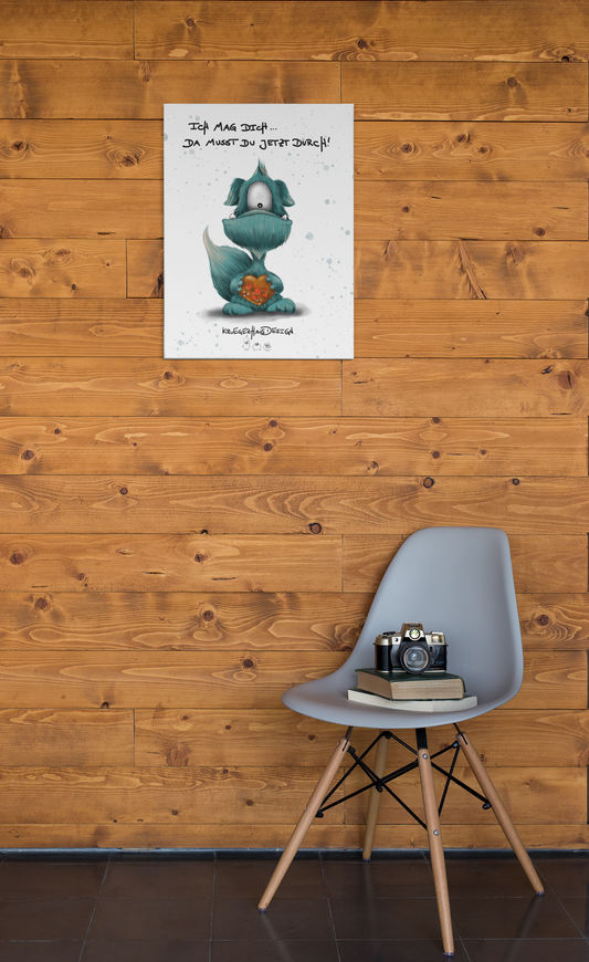 Poster von Kruegerhausdesign mit Monster und Spruch "Ich hab dich lieb..."