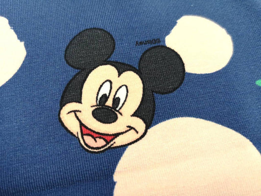 1m, Walt Disney, Jersey Stoff, Mickey Mouse mit Punkten, Lizenzstoff, dunkelblau