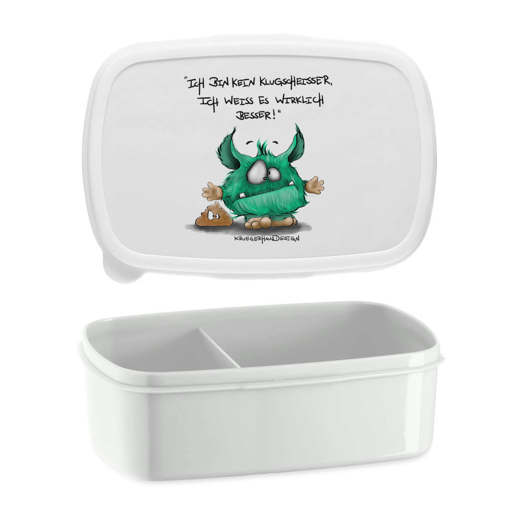 Lunchbox mit Aufteilung, Brotdose, Kruegerhausdesign Monster mit Spruch, Ich bin kein Klugscheisser... #80