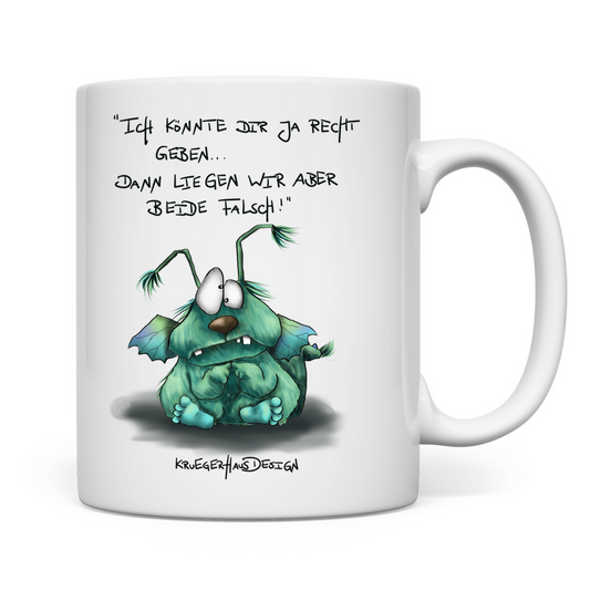 Tasse, Kaffeetasse, Teetasse, Kruegerhausdesign mit Monster und Spruch, Ich könnte dir ja... #36