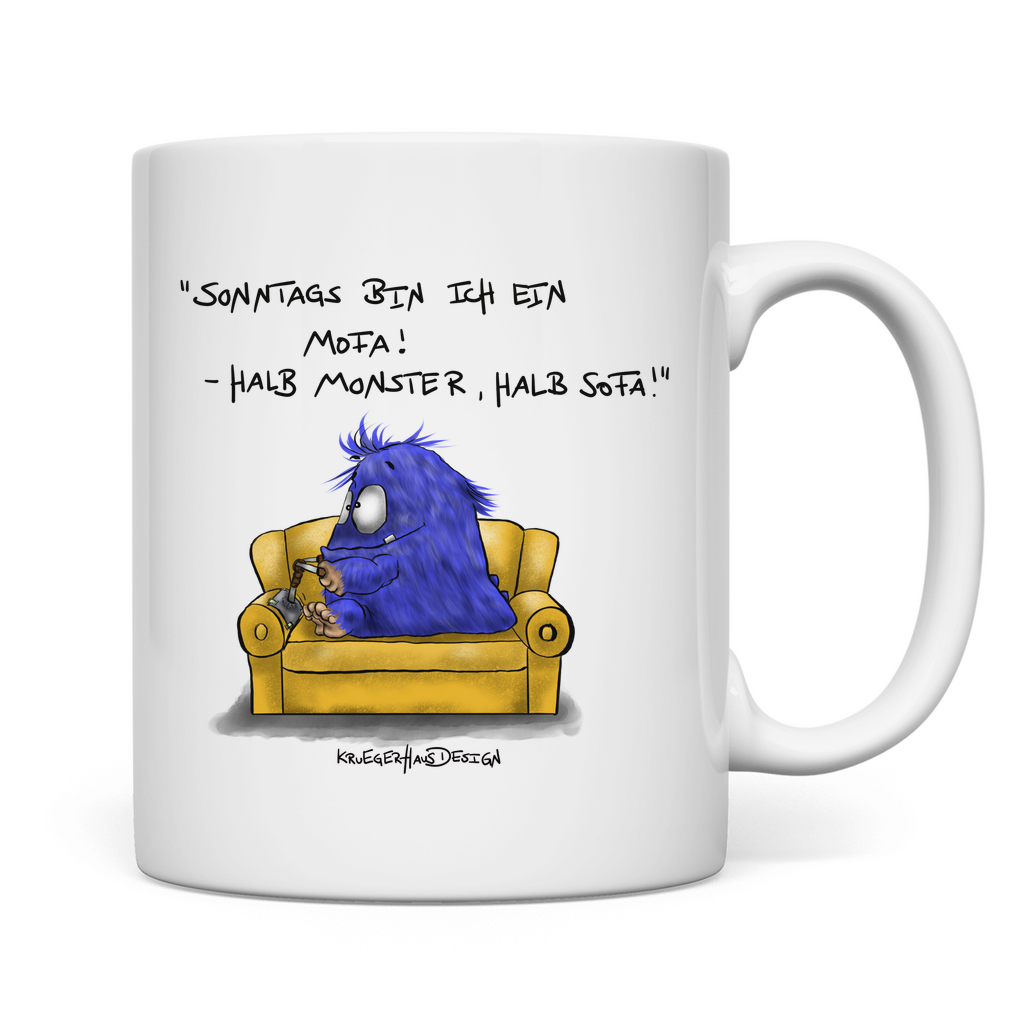 Tasse, Kaffeetasse, Teetasse, Kruegerhausdesign Monster mit Spruch, Sonntags bin ich ein Mofa!... #15