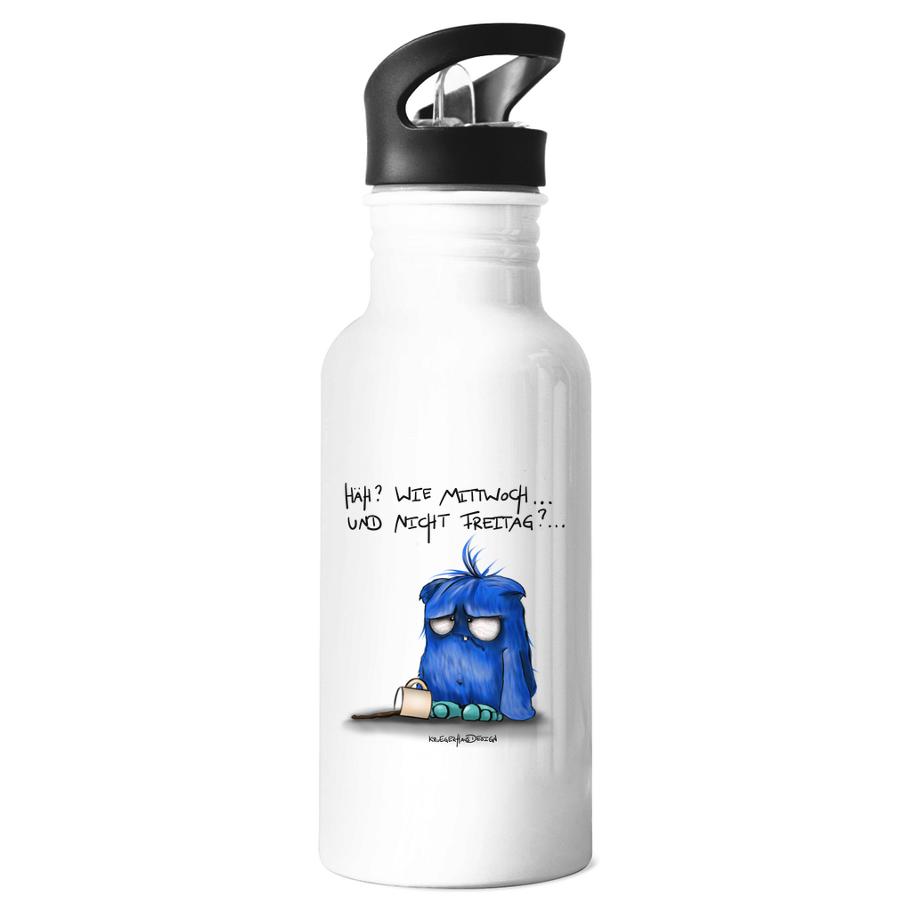 Edelstahl-Trinkflasche, Kruegerhausdesign Monster mit Spruch, Häh?! Wie Mittwoch und nicht Freitag!... #25