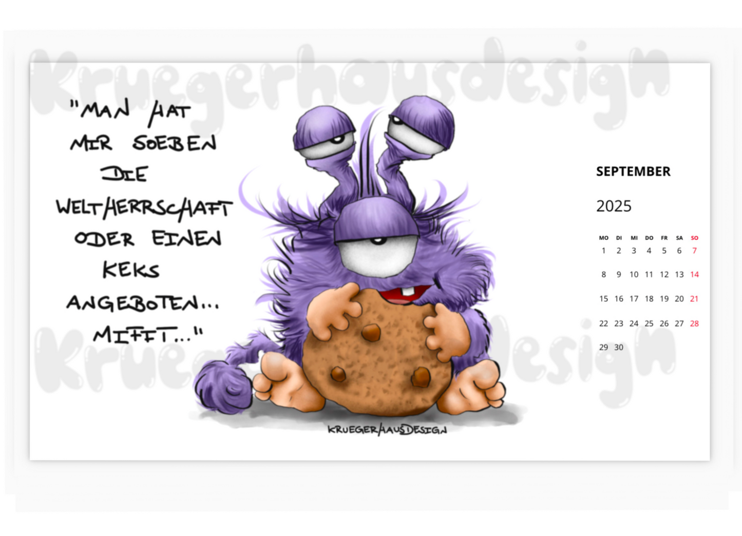 Postkarten  Kalender Kruegerhausdesign Monster Die Foodies 2025 NEU