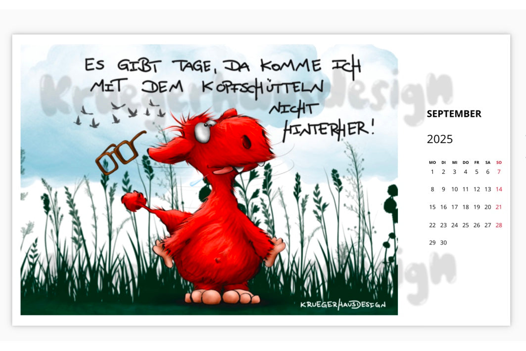 Postkarten  Kalender Kruegerhausdesign Monster Me, Myself & I 2025 NEU