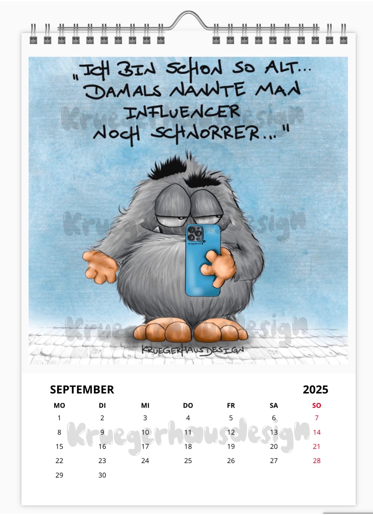 A4 Kalender Wandkalender Kruegerhausdesign Monster Horst 2025 NEU