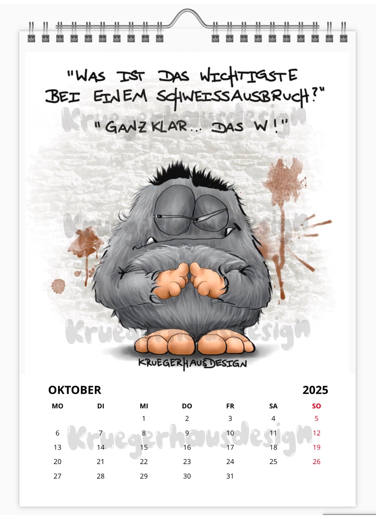 A4 Kalender Wandkalender Kruegerhausdesign Monster Horst 2025 NEU