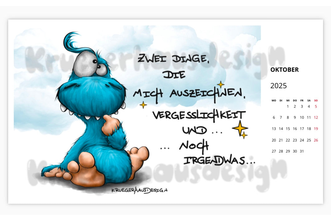 Postkarten  Kalender Kruegerhausdesign Monster Me, Myself & I 2025 NEU