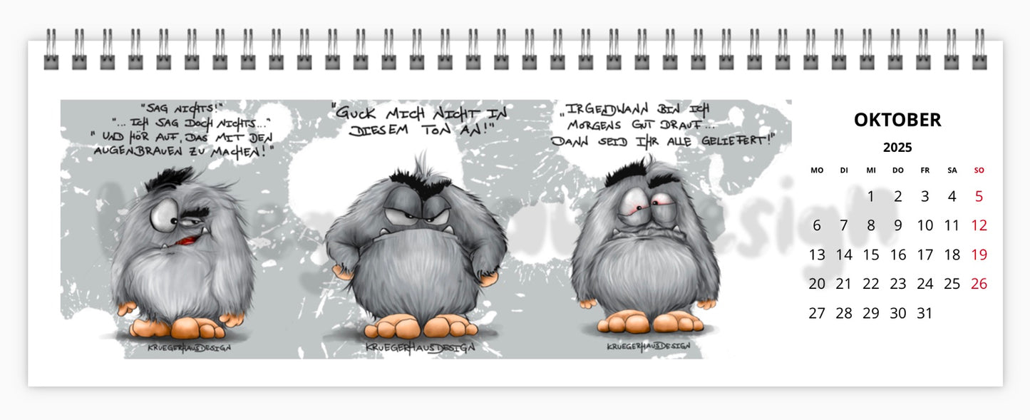 Kalender Tischkalender breit Kruegerhausdesign Monster 2025