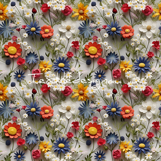 Digitale Stoffdesign, Tapeten oder Papeterie Design, realistic Flowers 002, Blumen in 3D