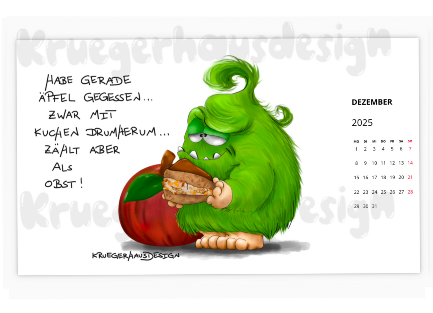 Postkarten  Kalender Kruegerhausdesign Monster Die Foodies 2025 NEU