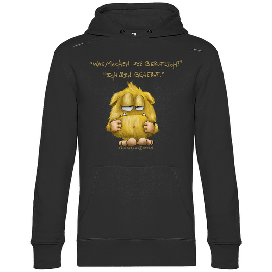 Herren Hoodie, Kruegerhausdesign Monster mit Spruch, Was machen Sie beruflich? Ich bin genervt... #110hell