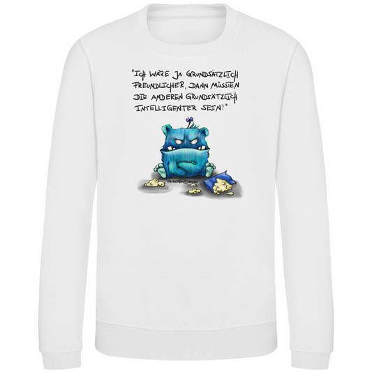 Kinder Sweatshirt, Pullover, Kruegerhausdesign mit Monster und Spruch, Ich wäre ja grundsätzlich... #34