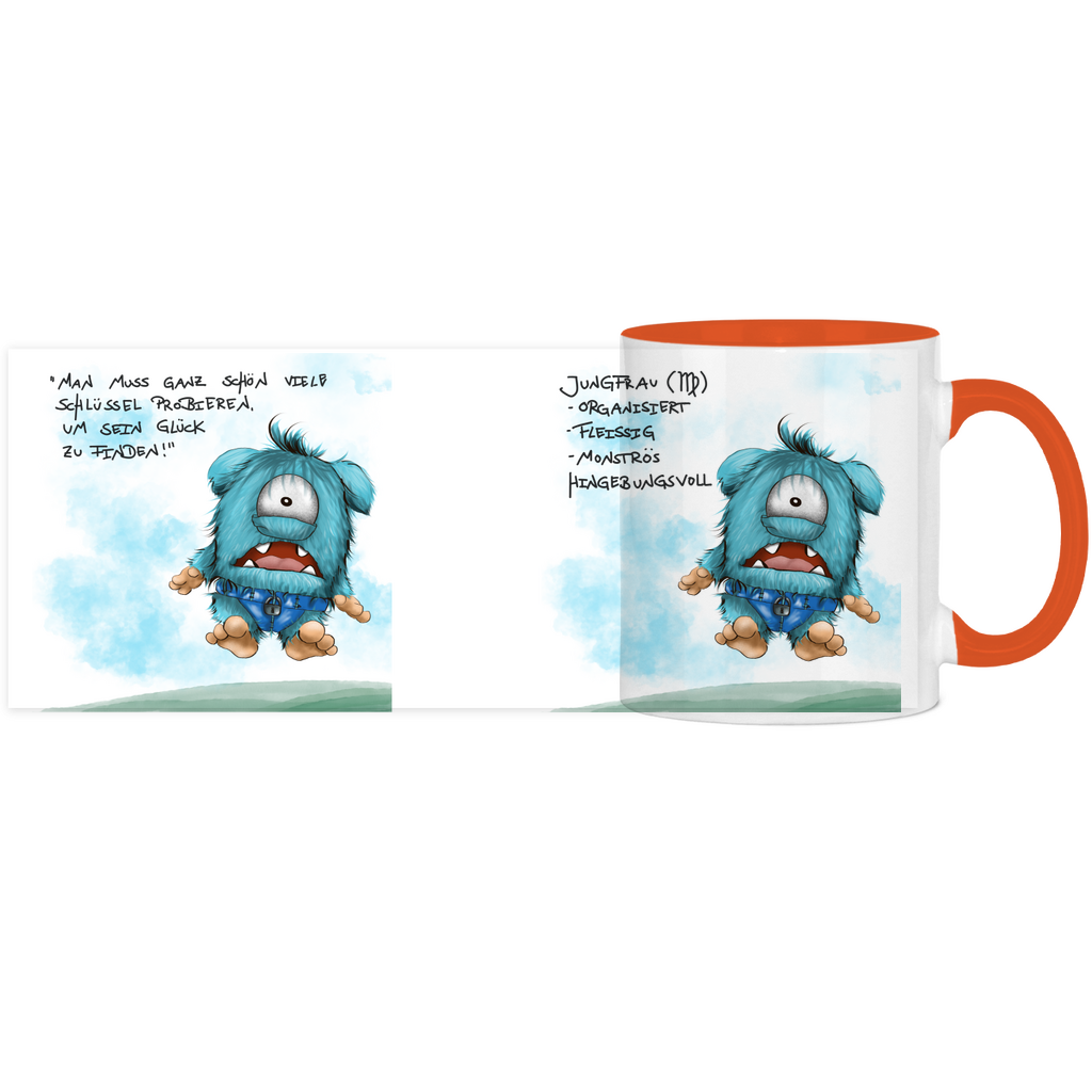 Tasse, Kaffeetasse Kruegerhausdesign Sternzeichen Jungfrau Monster, zweifarbig