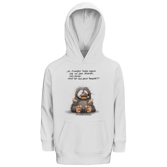 Kinder Premium Bio Hoodie, Kruegerhausdesign Monster Spruch, schwarze Schrift, An manchen Tagen schaue...#177