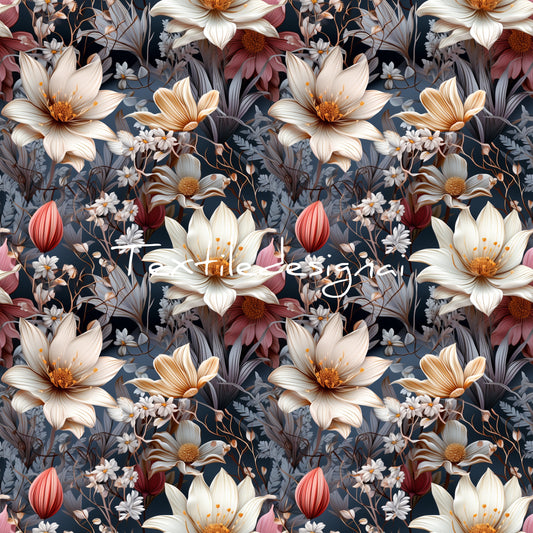 Digitale Stoffdesign, Tapeten oder Papeterie Design, realistic Flowers, Blumen in 3D