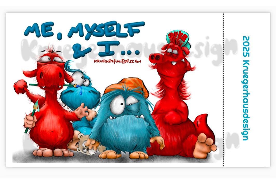 Postkarten  Kalender Kruegerhausdesign Monster Me, Myself & I 2025 NEU