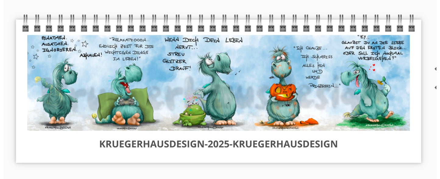 Kalender Tischkalender breit Kruegerhausdesign Monster 2025