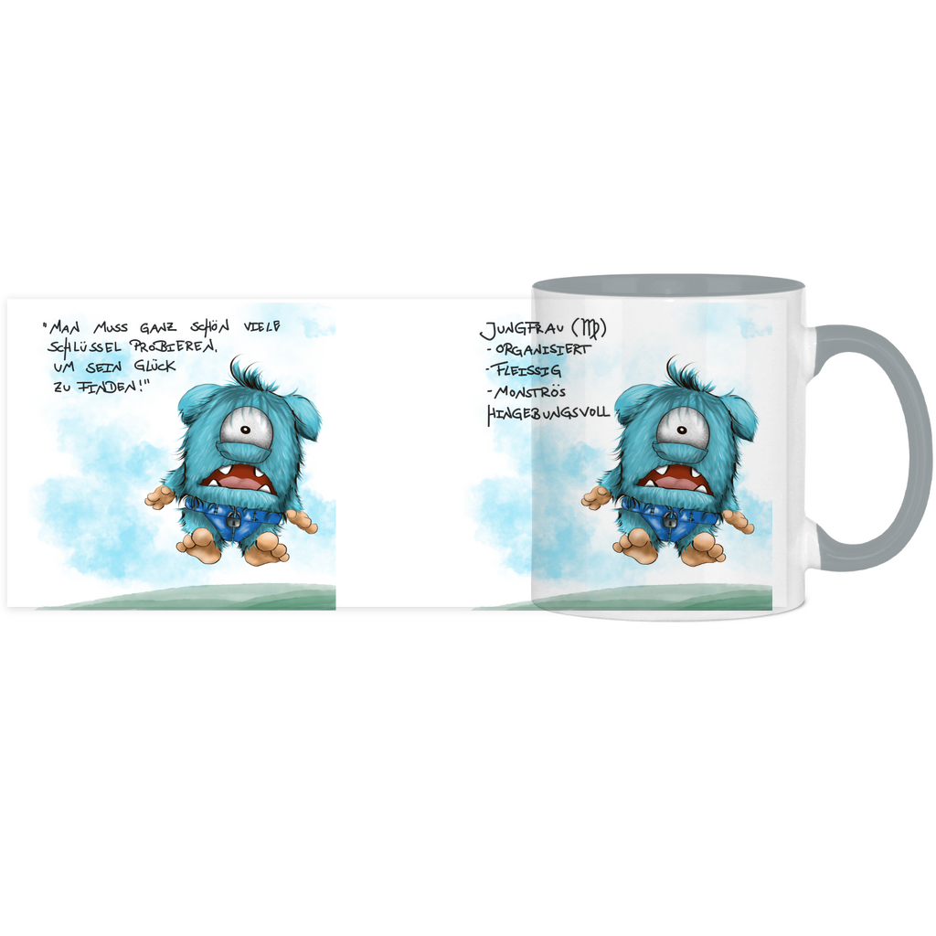 Tasse, Kaffeetasse Kruegerhausdesign Sternzeichen Jungfrau Monster, zweifarbig