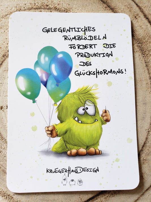 Postkarte Monster Kruegerhausdesign mit Spruch "Gelegentliches Rumblödeln..." Nr. 2