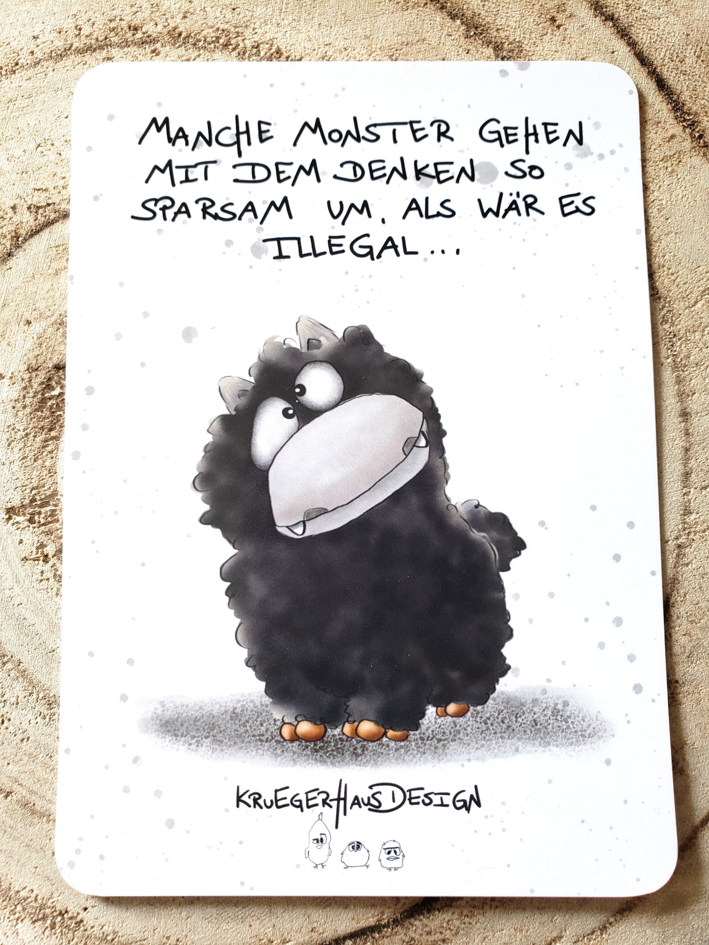 Postkarte Monster Kruegerhausdesign mit Spruch "Mache Monster gehen mit dem..." Nr. 2