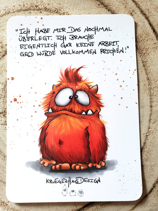 Postkarte Monster Kruegerhausdesign mit Spruch "Ich hab mir das nochmal überlegt..."