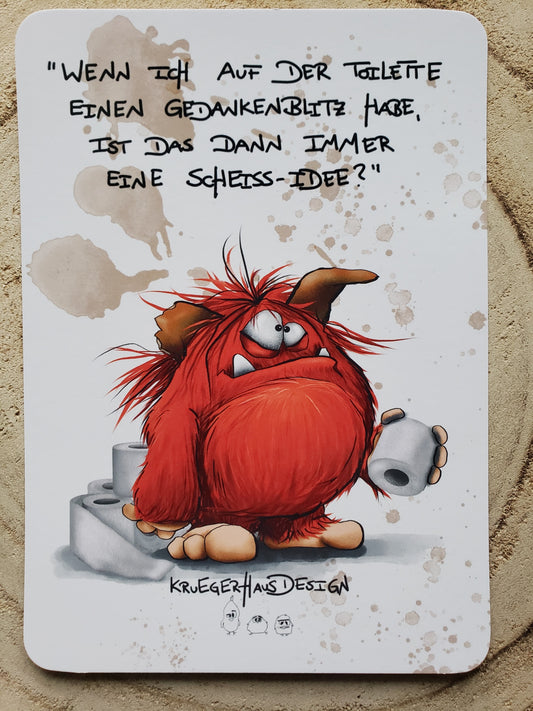 Postkarte Monster Kruegerhausdesign  " Wenn ich auf der Toilette..."