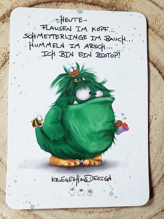 Postkarte Monster Kruegerhausdesign  - Heute - Flausen im Kopf...
