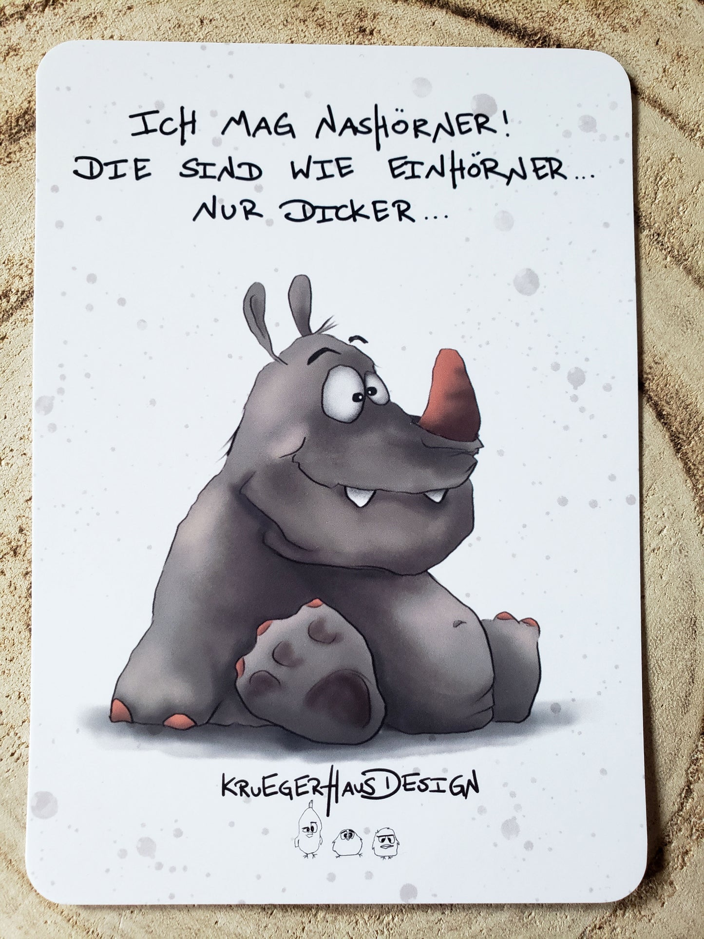 Postkarte Monster Kruegerhausdesign  "Ich mag Nashörner..... "