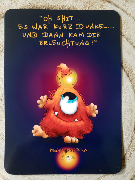 Postkarte Monster Kruegerhausdesign "Oh Shit... Es war kurz dunkel... "