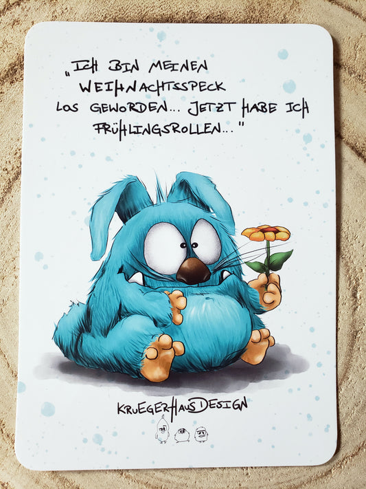 Postkarte Monster Kruegerhausdesign "Ich bin meinen Weihnachtsspeck... "