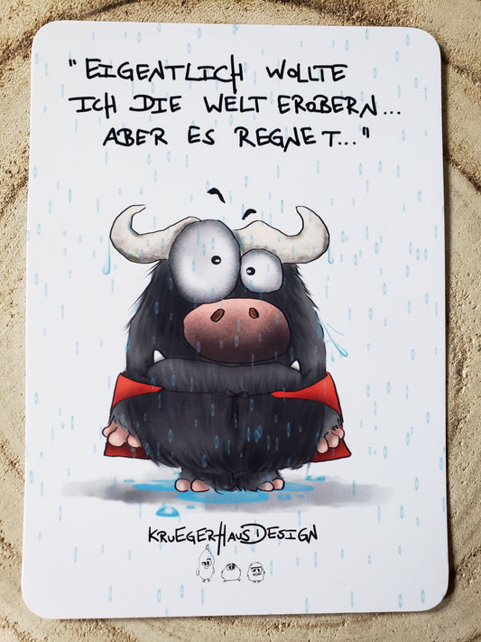 Postkarte Monster Kruegerhausdesign "Eigentlich wollte ich die Welt erobern... "