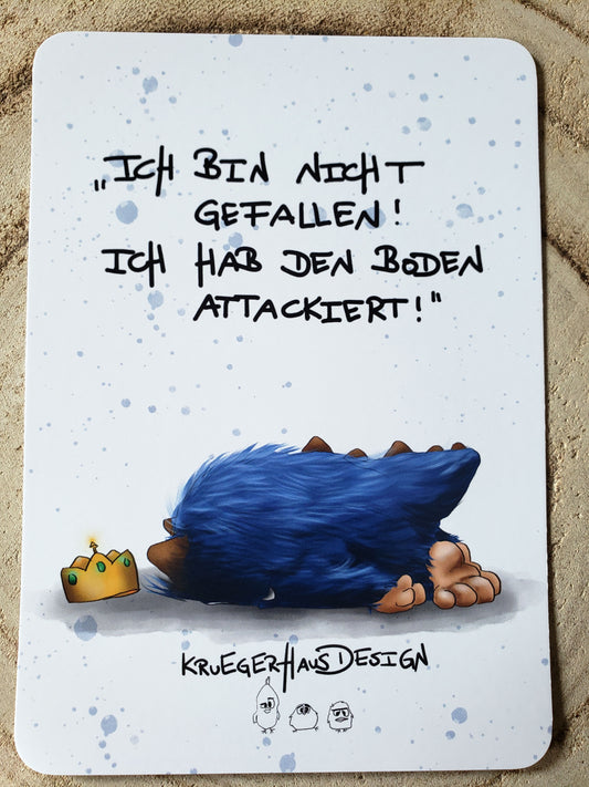 Postkarte Monster Kruegerhausdesign "Ich bin nicht gefallen... "