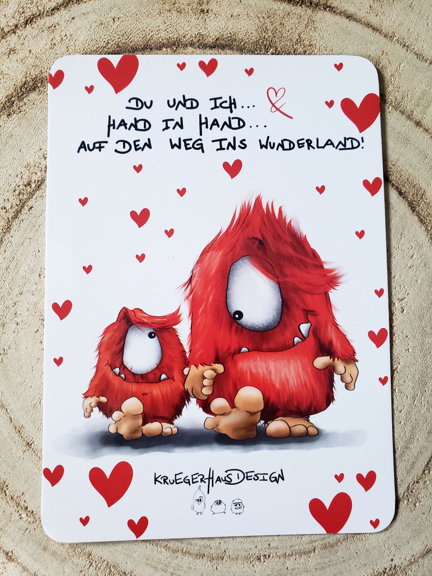 Postkarte Monster Kruegerhausdesign „Du und Ich, Hand in Hand... Wunderland!“