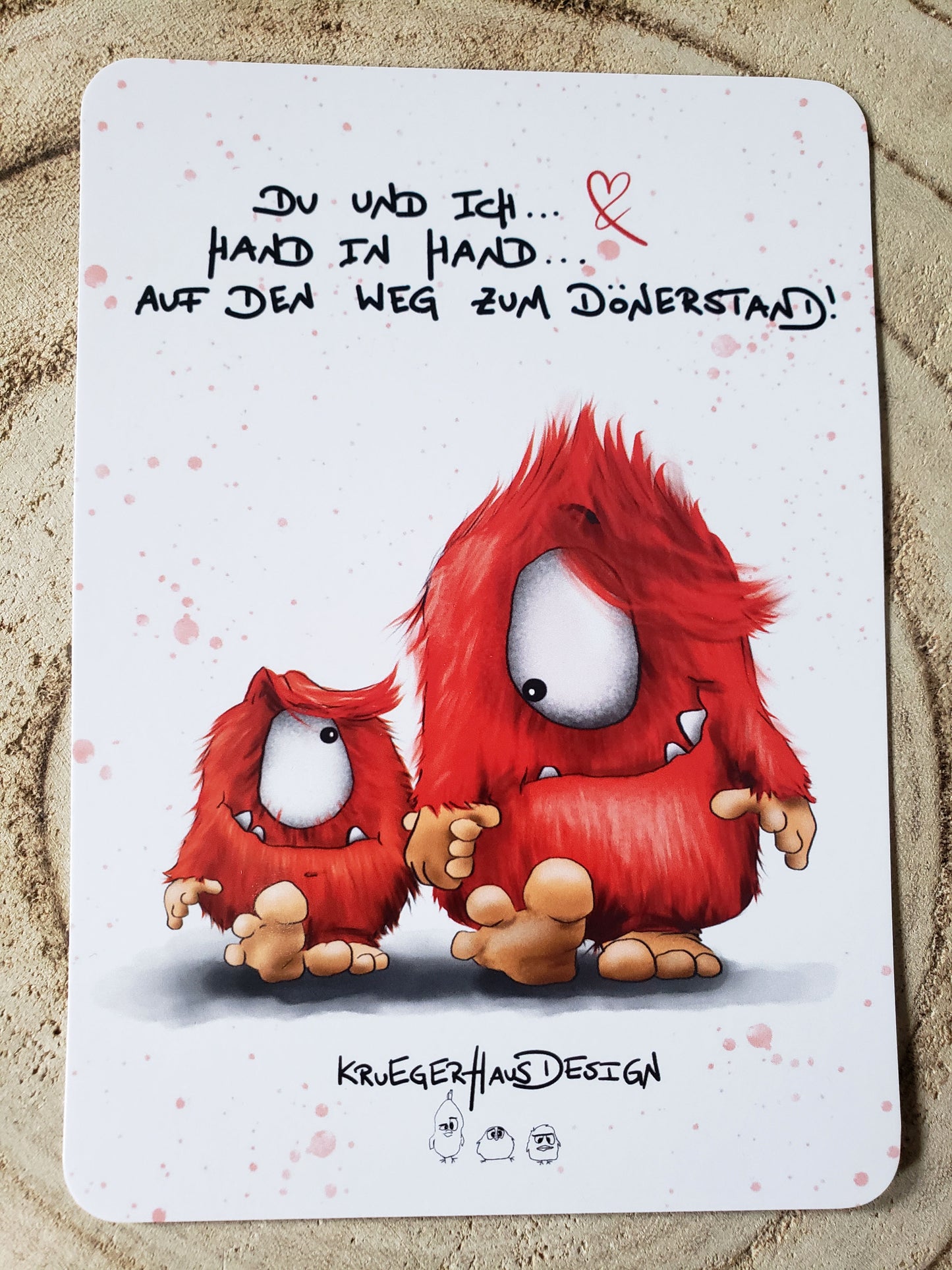 Postkarte Monster Kruegerhausdesign „Du und Ich, Hand in Hand... Dönerstand!“