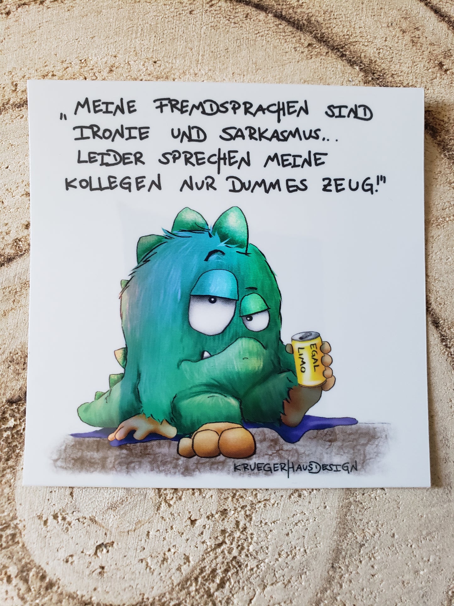 Sticker Hologram Kruegerhausdesign mit Monster und Spruch "Meine Fremdsprachen sind ..."