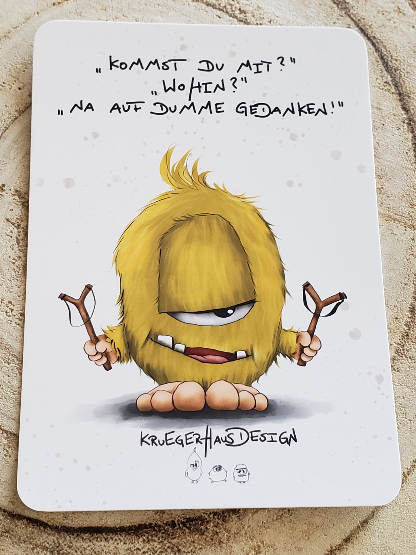 Postkarte Monster Kruegerhausdesign mit Spruch "Kommst du mit?"