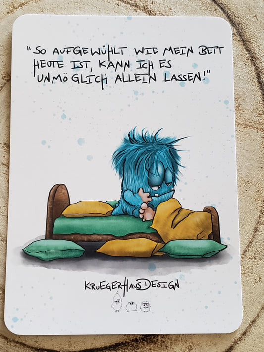 Postkarte Monster Kruegerhausdesign mit Spruch "So aufgewühlt wie..."