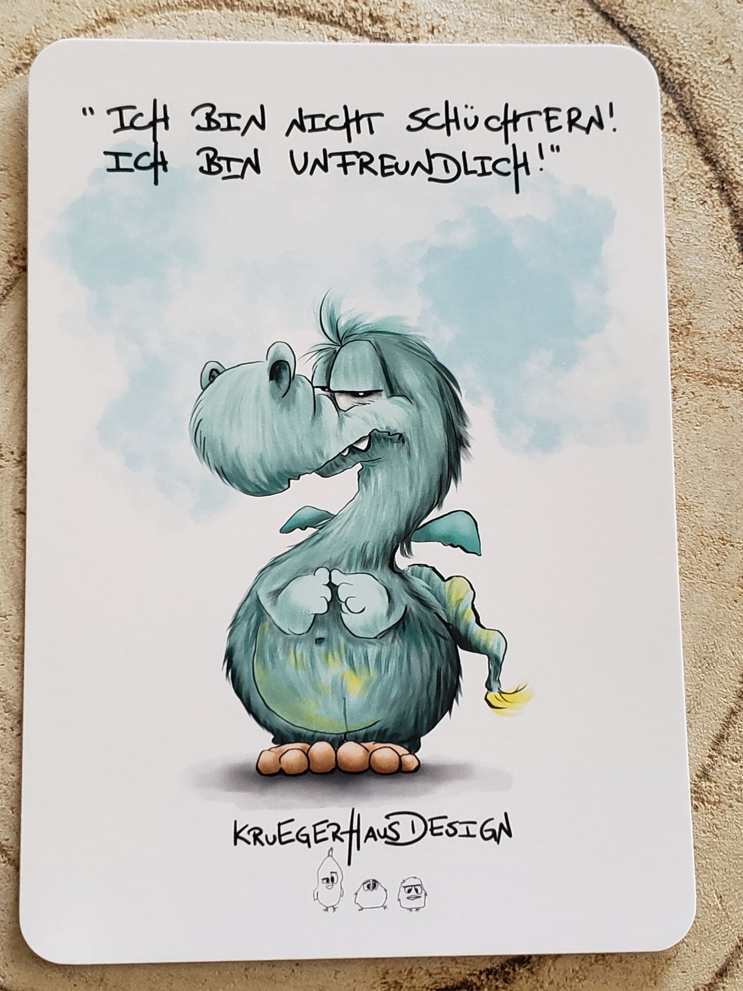 Postkarte Monster Kruegerhausdesign mit Spruch "Ich bin nicht schüchtern!..."