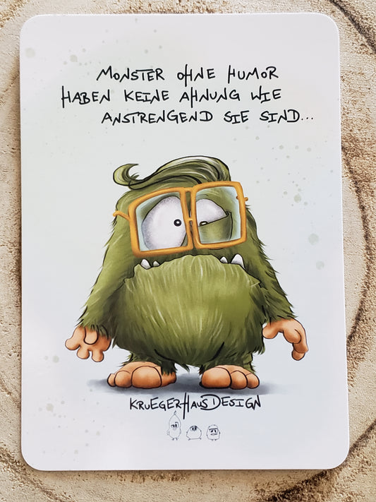 Postkarte Monster Kruegerhausdesign mit Spruch "Monster ohne Humor..."