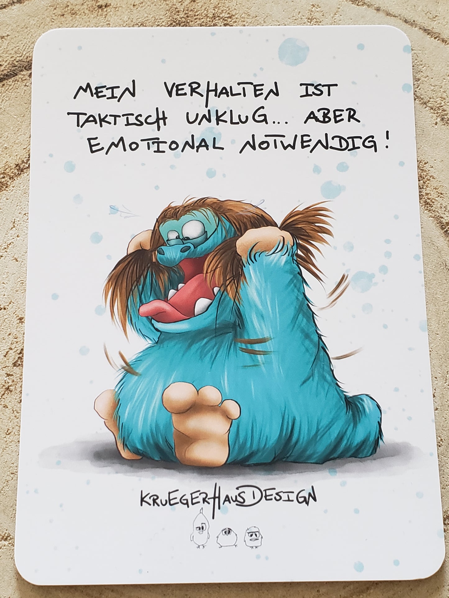 Postkarte Monster Kruegerhausdesign  "Mein Verhalten ist taktisch unklug..."