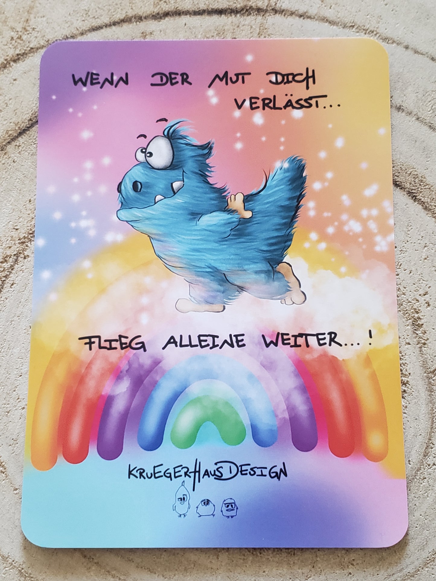 Postkarte Monster Kruegerhausdesign Einhorn "Wenn der Mut dich verlässt..."