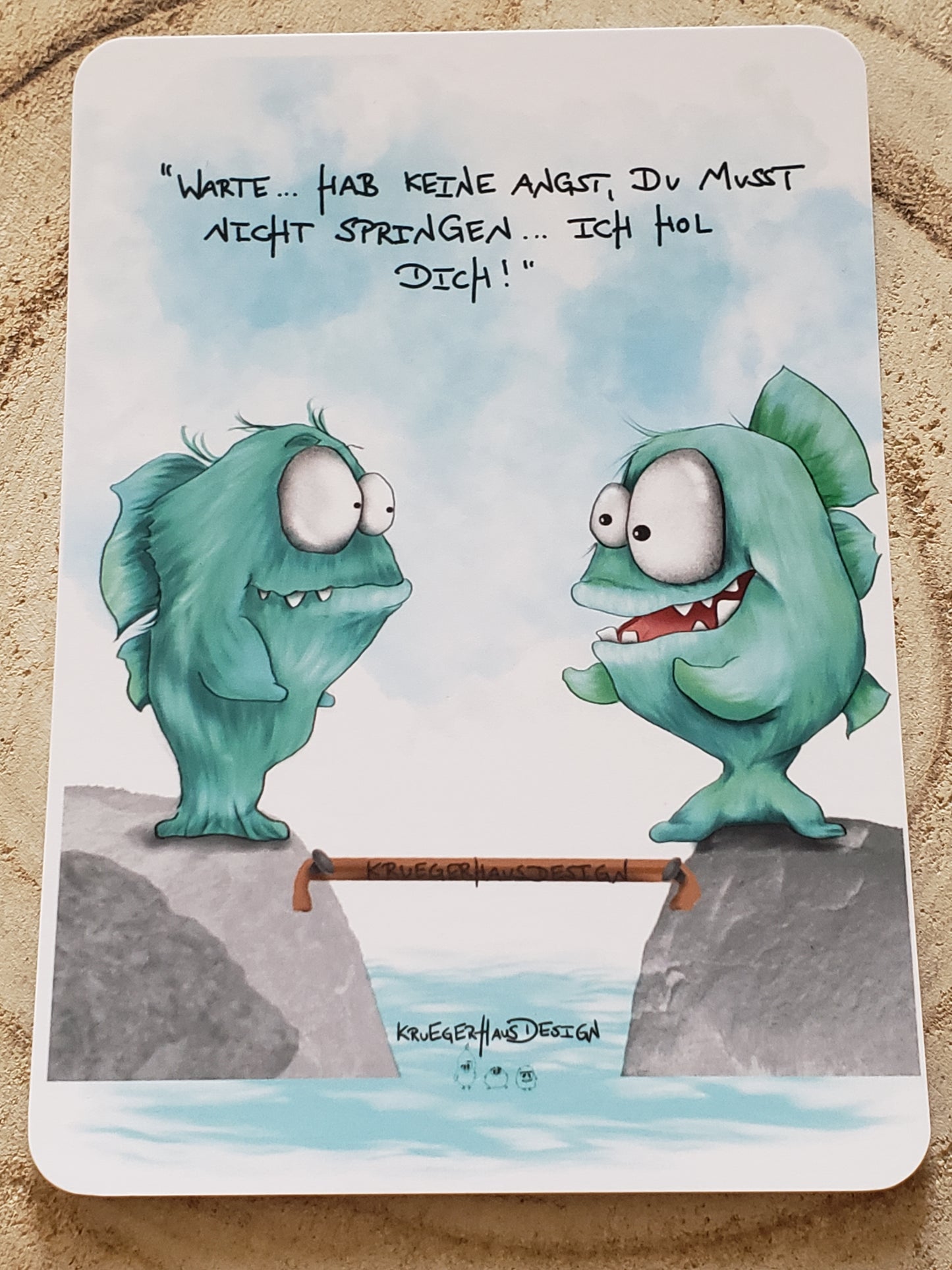 Postkarte Monster Kruegerhausdesign Fische Thema 2 Stück
