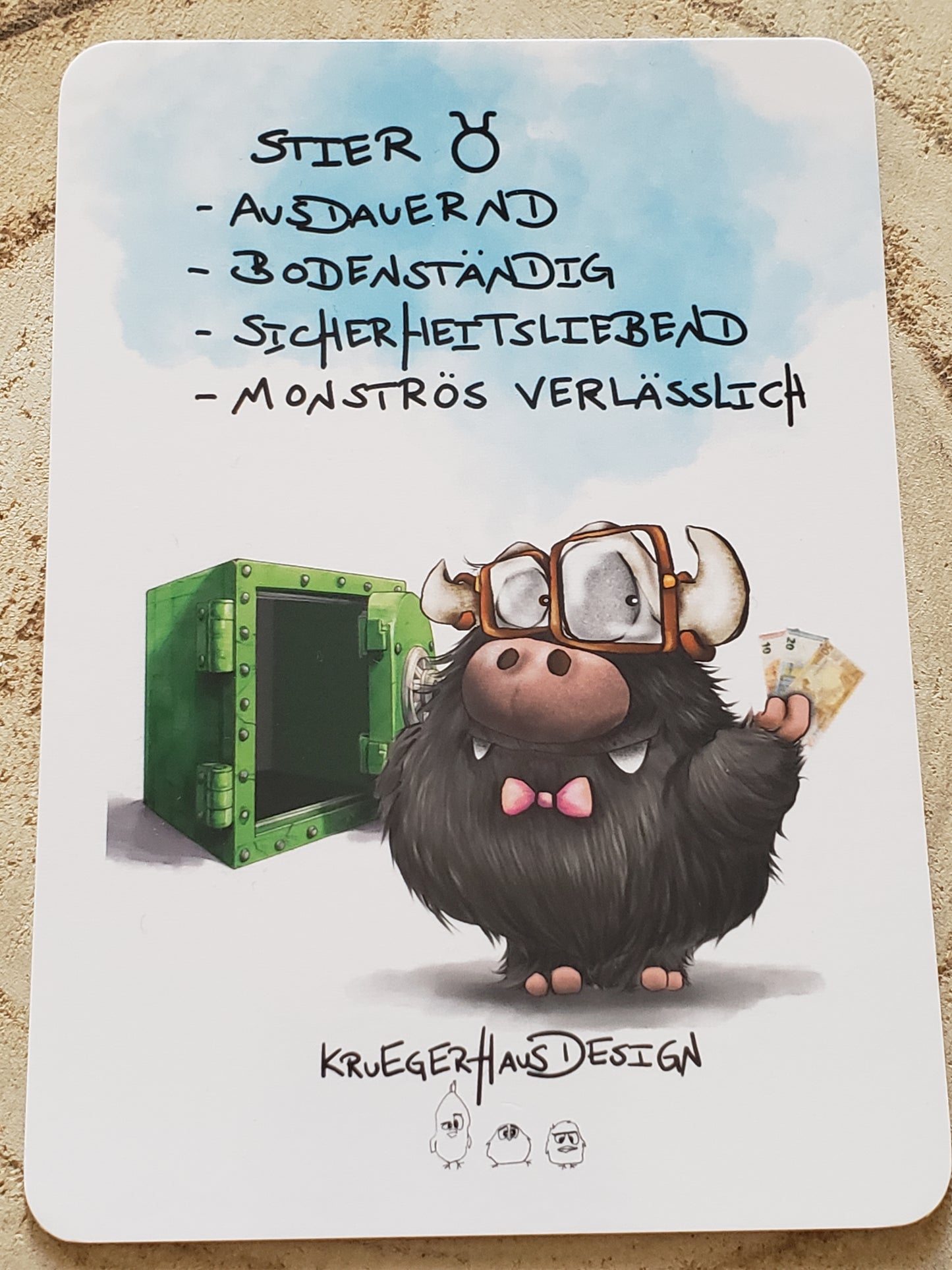 Postkarte Monster Kruegerhausdesign Stier Thema 2 Stück