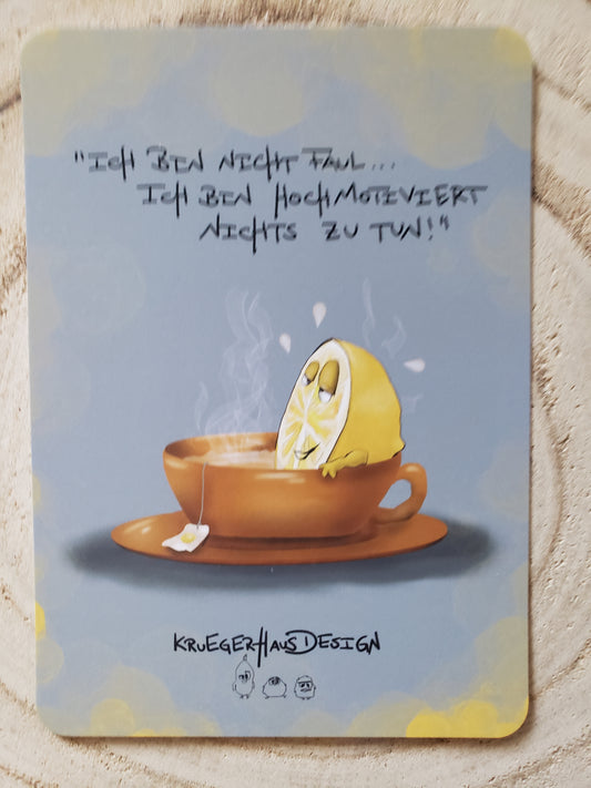 Postkarte Monster Kruegerhausdesign  "Ich bin nicht faul... ich bin hochmotiviert"