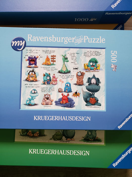 Puzzle 500 Teile Kruegerhausdesign Monster Sprüche blau 49x36cm