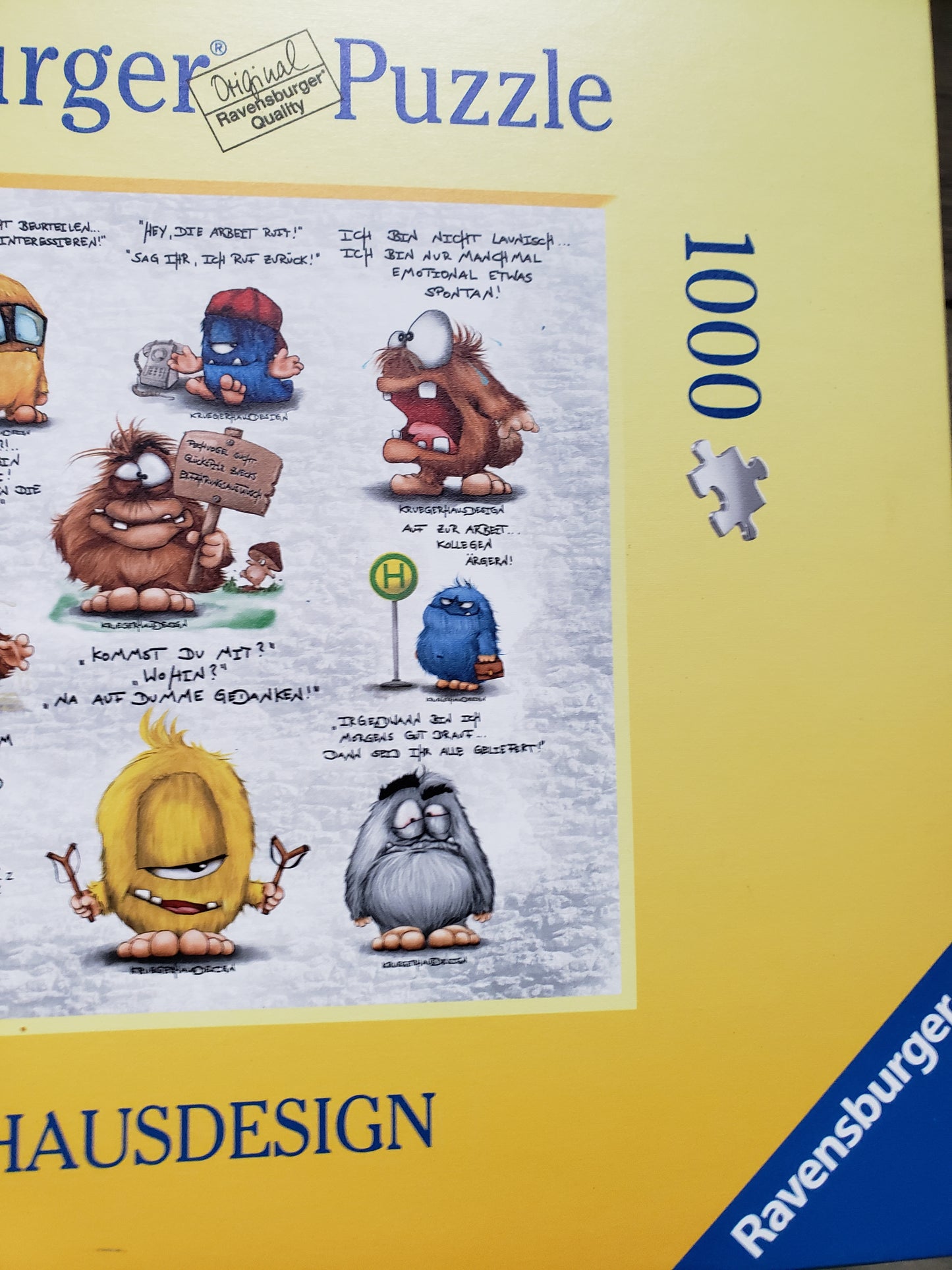 Puzzle 1000 Teile Kruegerhausdesign Monster Sprüche gelb 70x50cm