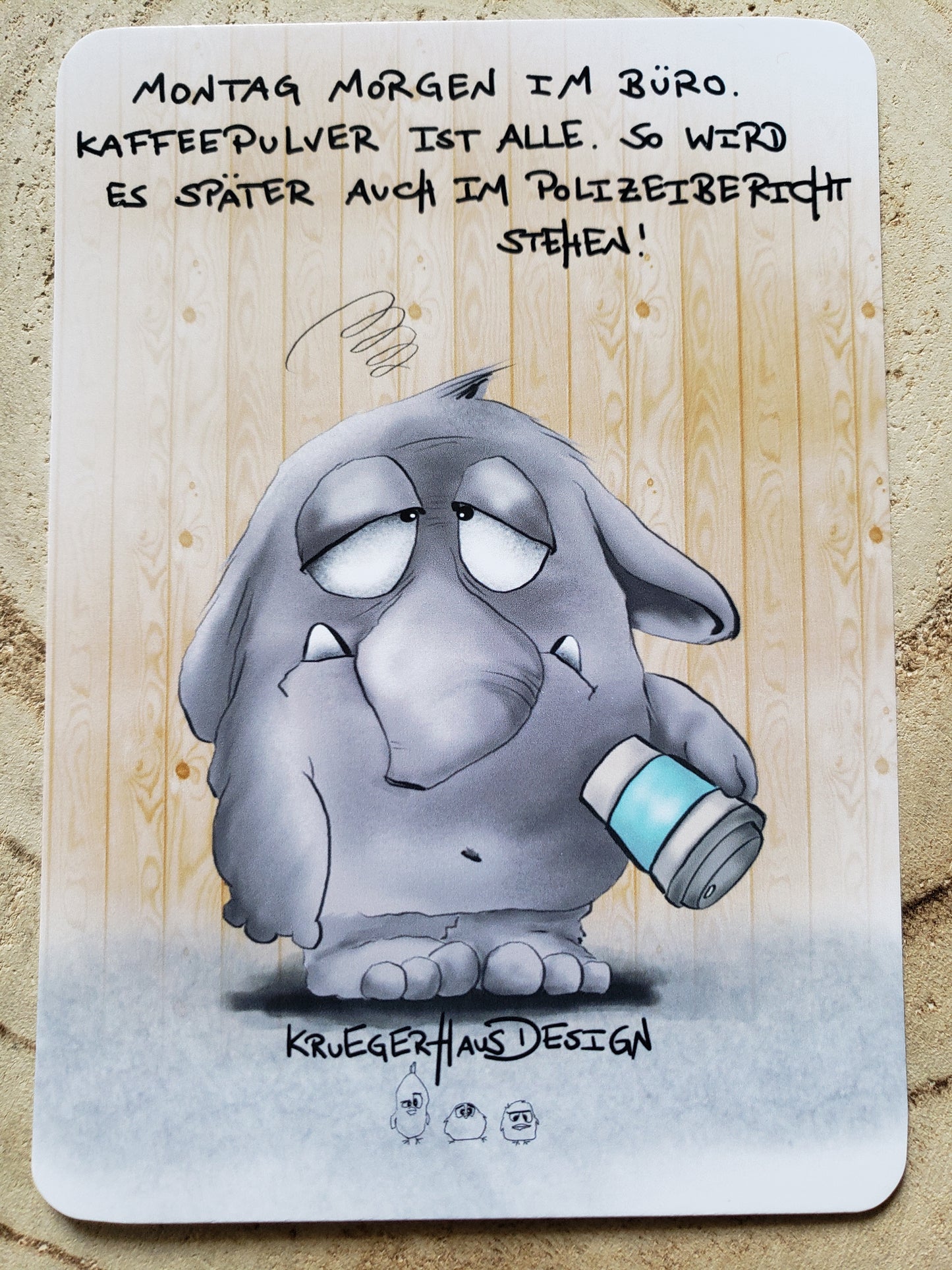 Postkarte Monster Kruegerhausdesign  "Montag Morgen im Büro..."