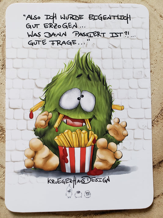 Postkarte Monster Kruegerhausdesign  "Also ich wurde eigentlich..."