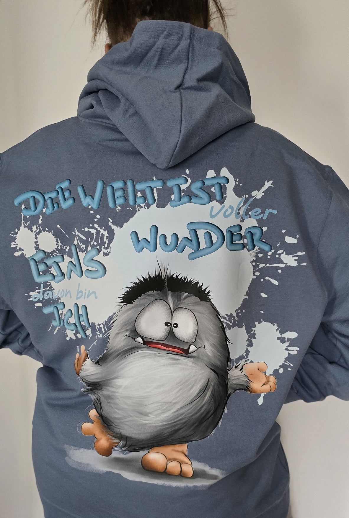 Unisex Hoodie XXL Druck Kruegerhausdesign Monster in blau, Motivwahl siehe Bilder